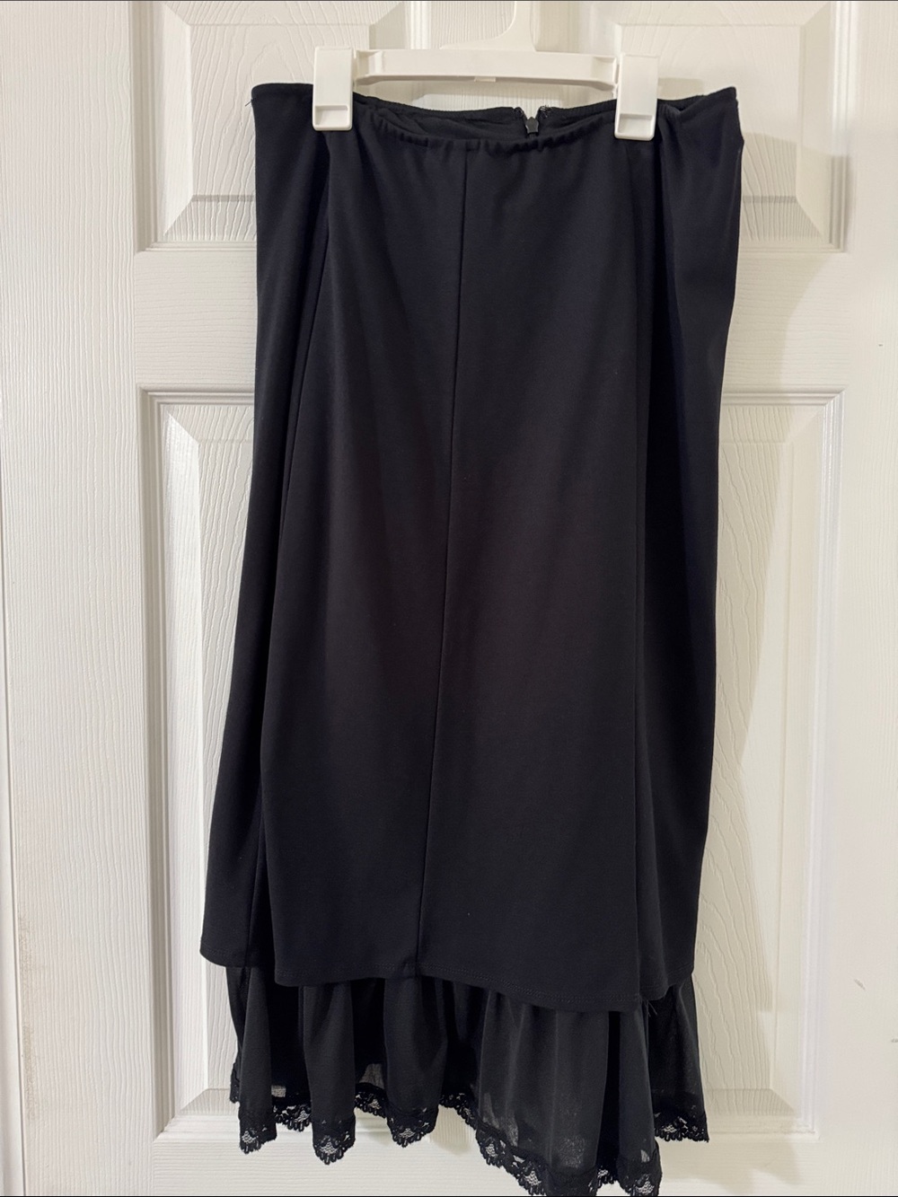 a new day Black Layered Midi Skirt with Lace Trim